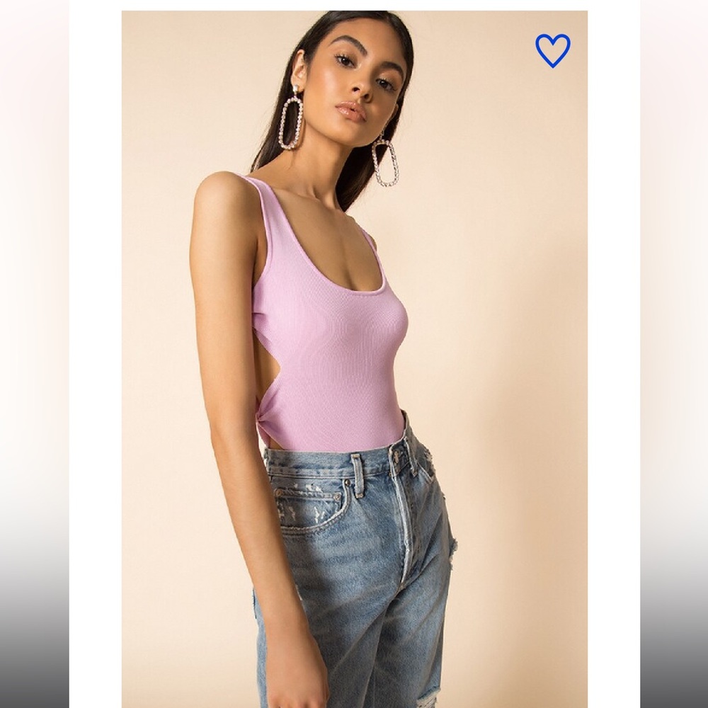 Superdown maci side cut out bodysuit in pink size XS